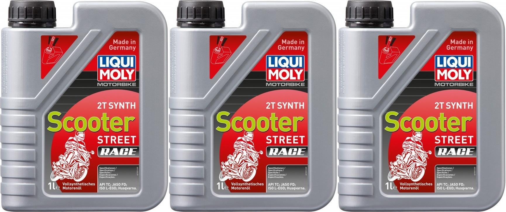 Liqui Moly 1053 Motorbike 2T Synth Scooter Street Race 3x 1l = 3 Liter