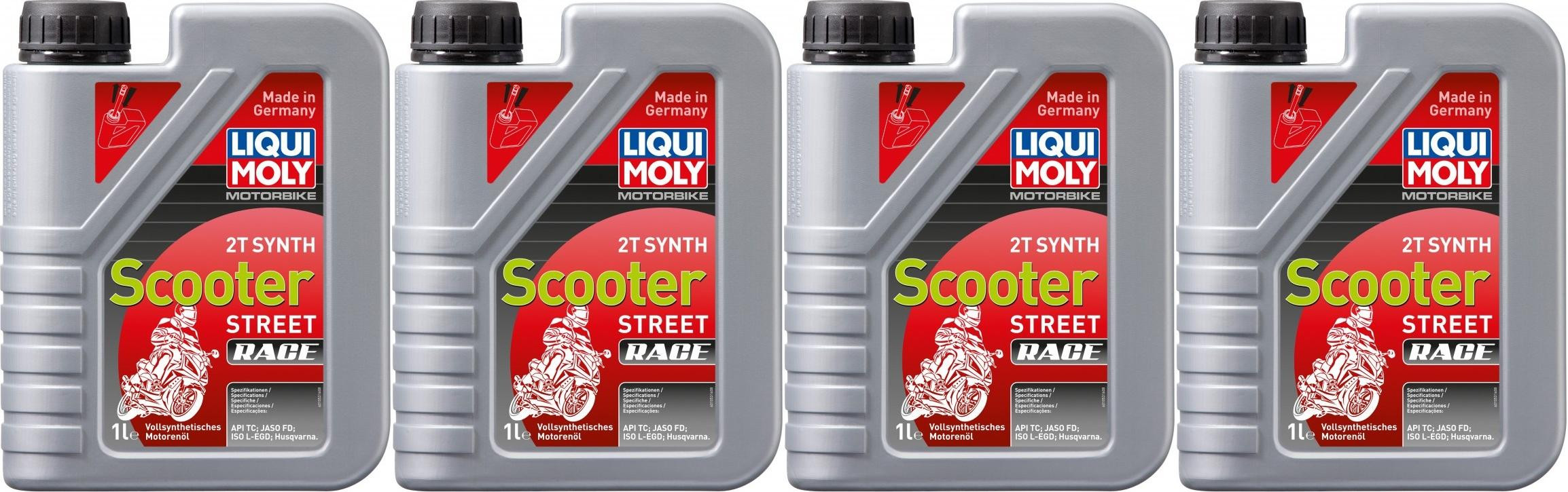 Liqui Moly 1053 Motorbike 2T Synth Scooter Street Race 4x 1l = 4 Liter