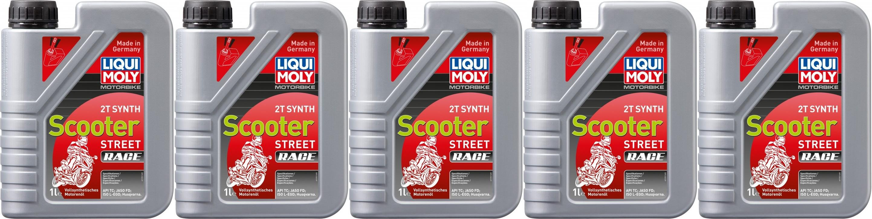 Liqui Moly 1053 Motorbike 2T Synth Scooter Street Race 5x 1l = 5 Liter