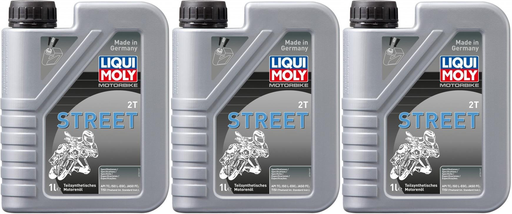 Liqui Moly 1504 Motorbike 2T Street teilsynthetisches Motoröl 3x 1l = 3 Liter