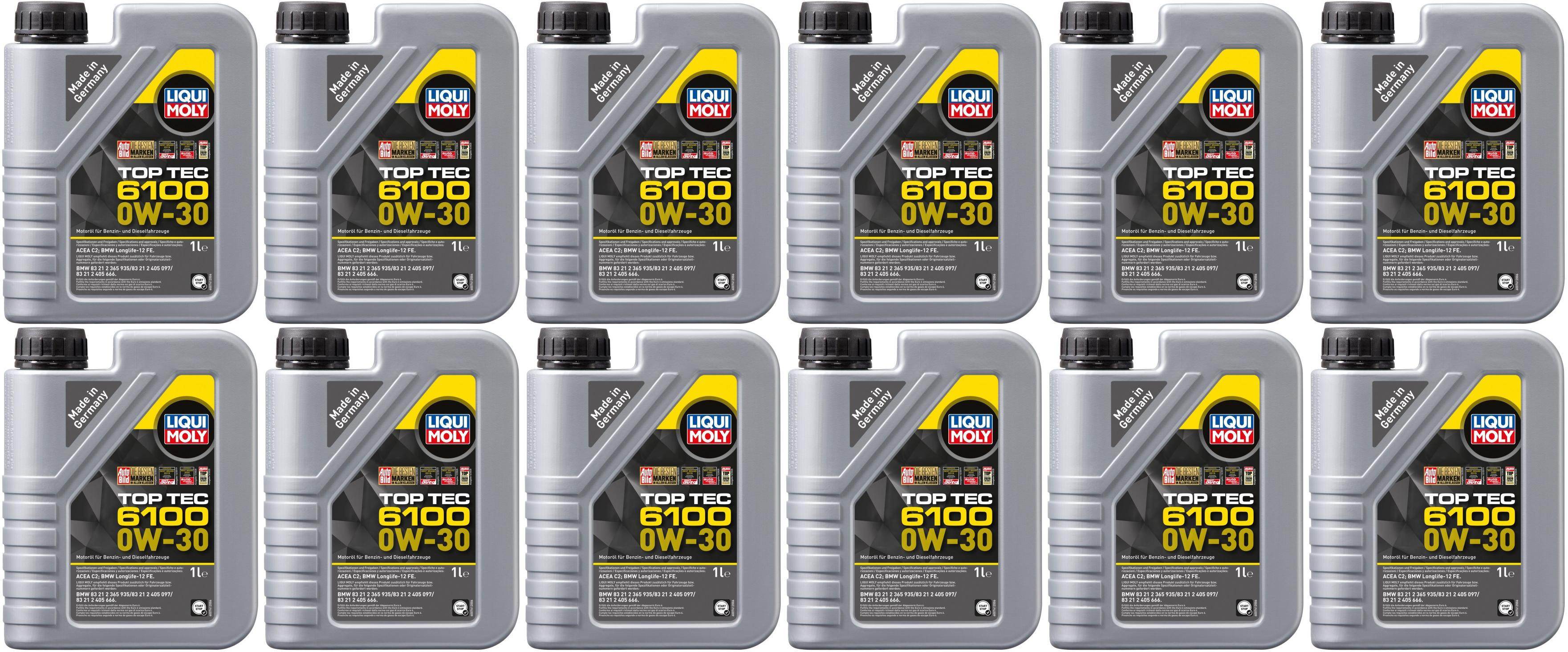Liqui Moly 20770 Top Tec 6100 0W-30 Motoröl 12x 1l = 12 Liter