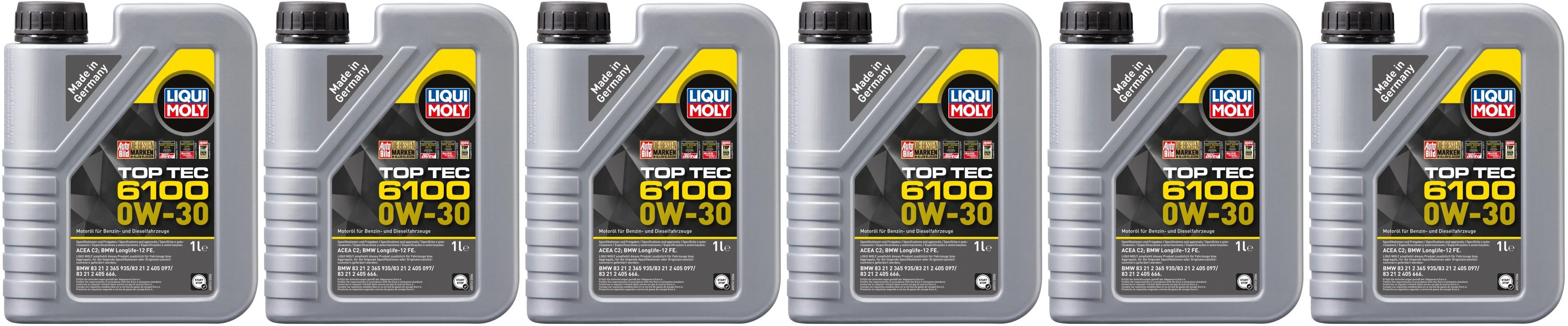 Liqui Moly 20770 Top Tec 6100 0W-30 Motoröl 6x 1l = 6 Liter