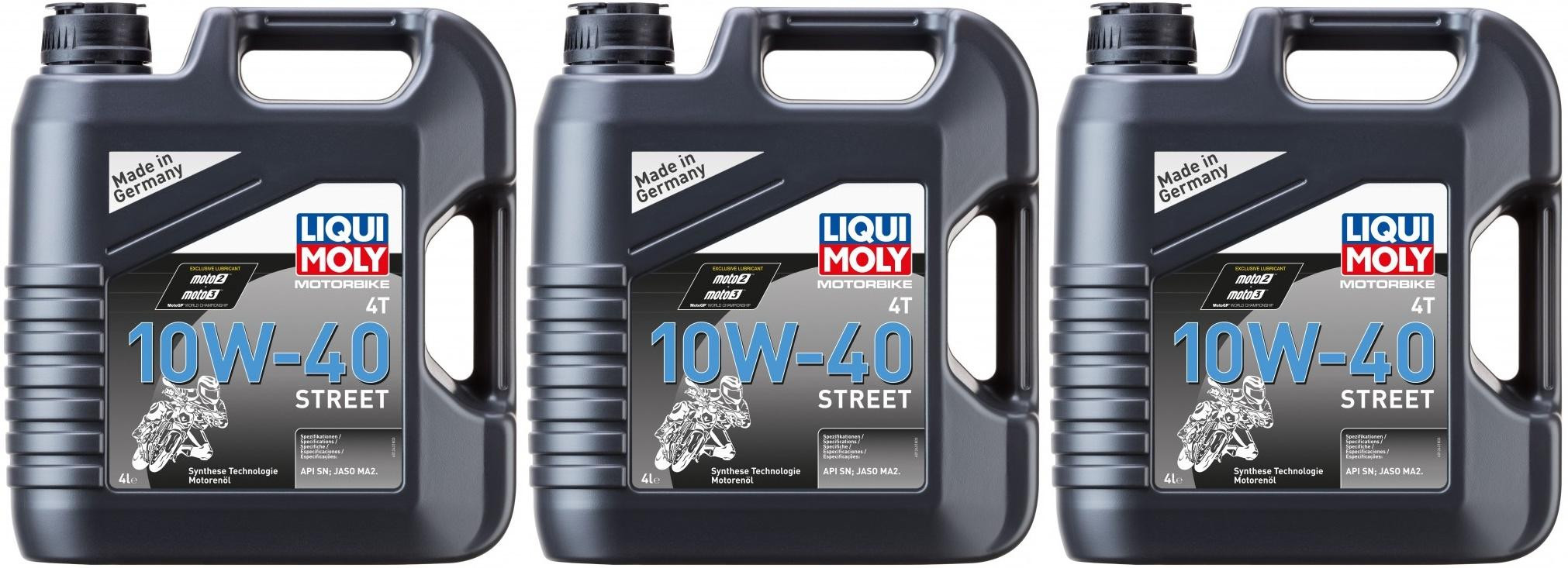 Liqui Moly 1243 Street 4T 10W-40 Motorrad Motoröl 3x 4l = 12 Liter