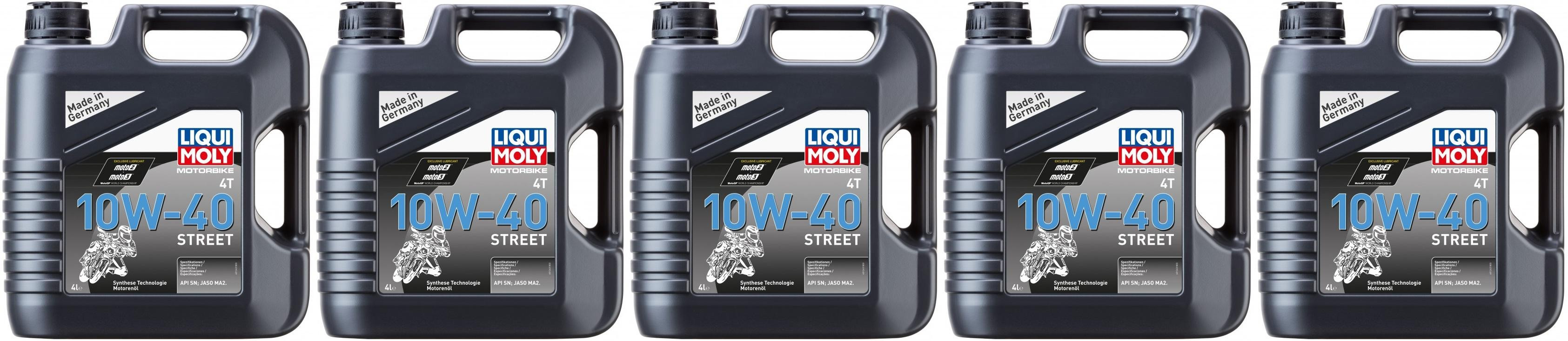 Liqui Moly 1243 Street 4T 10W-40 Motorrad Motoröl 5x 4l = 20 Liter