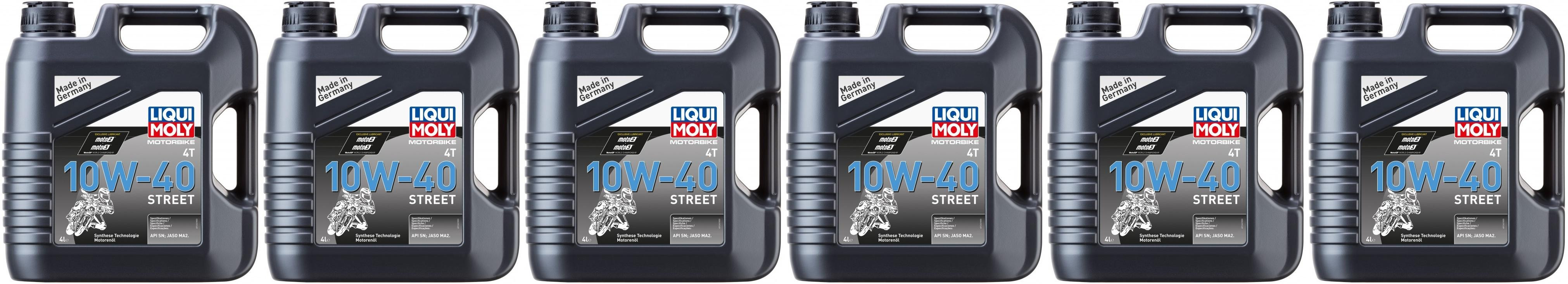 Liqui Moly 1243 Street 4T 10W-40 Motorrad Motoröl 6x 4l = 24 Liter