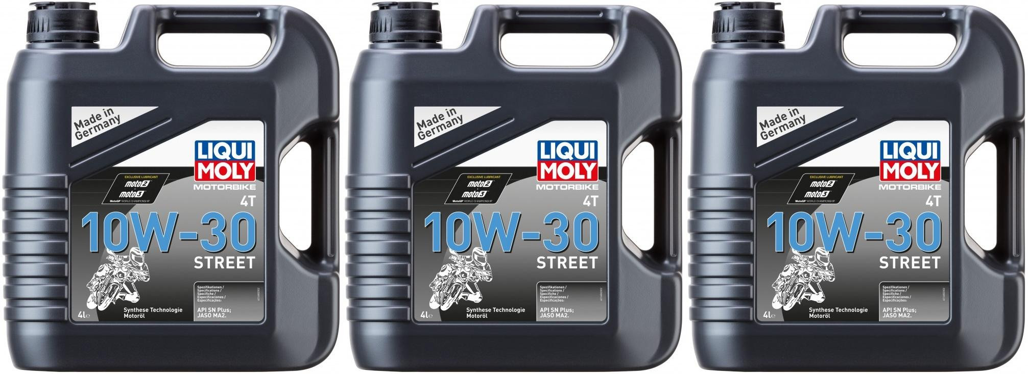 Liqui Moly 1688 Motorbike 4T 10W-30 Street Motorrad Motoröl 3x 4l = 12 Liter