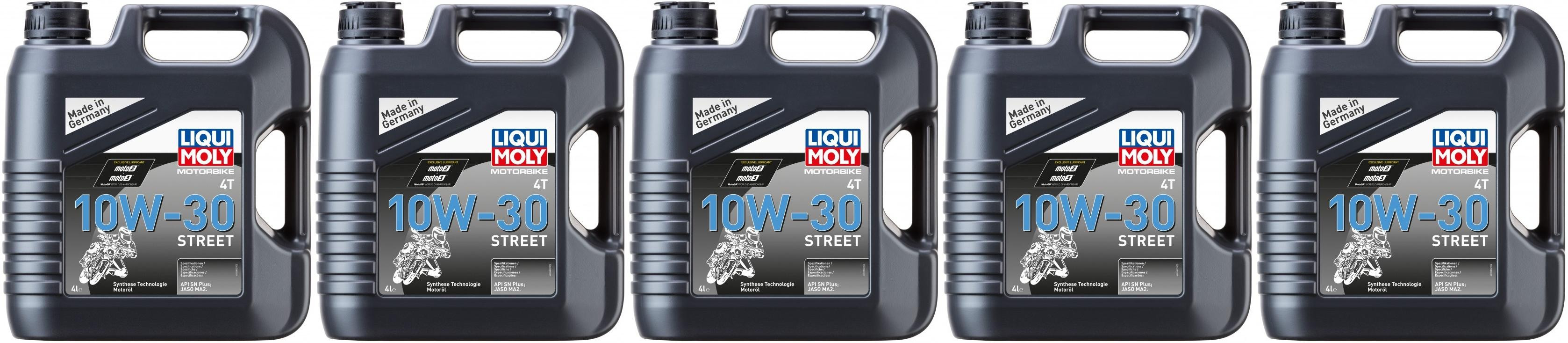 Liqui Moly 1688 Motorbike 4T 10W-30 Street Motorrad Motoröl 5x 4l = 20 Liter
