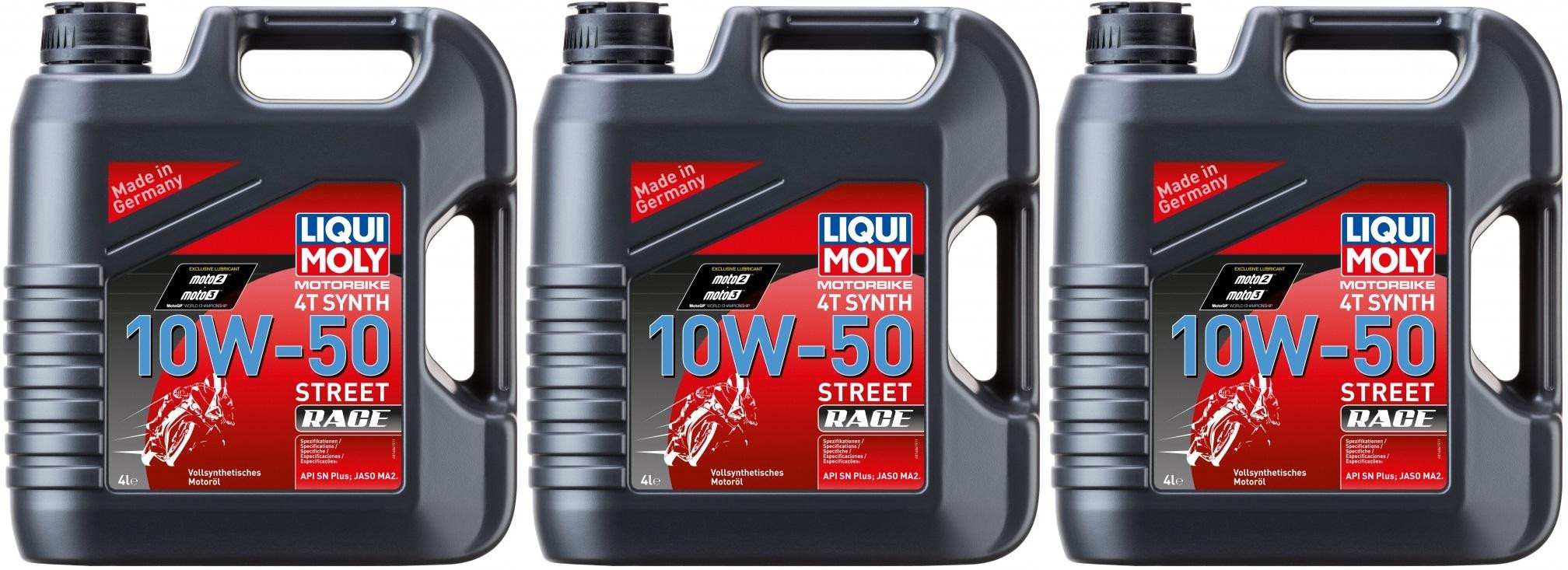 Liqui Moly 1686 Racing Synth Street Race 4T 10W-50 Motoröl 3x 4l = 12 Liter