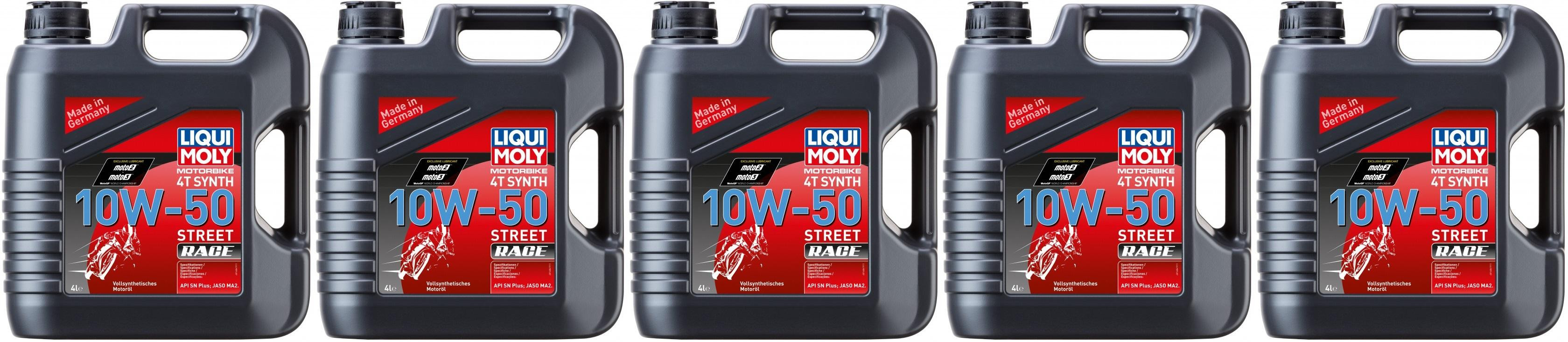 Liqui Moly 1686 Racing Synth Street Race 4T 10W-50 Motoröl 5x 4l = 20 Liter