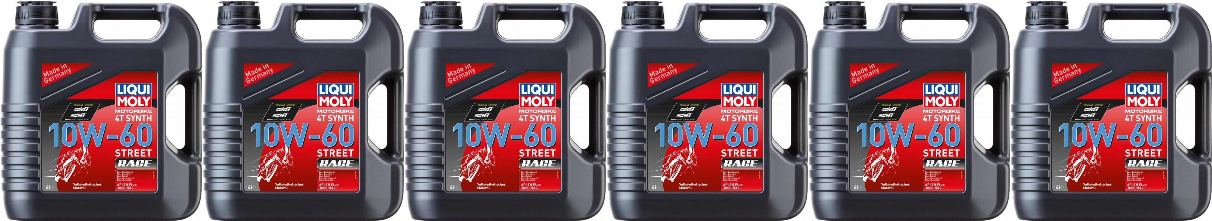 Liqui Moly 1687 Motorbike 4T Synth 10W-60 Street Race Motoröl 6x 4l = 24 Liter