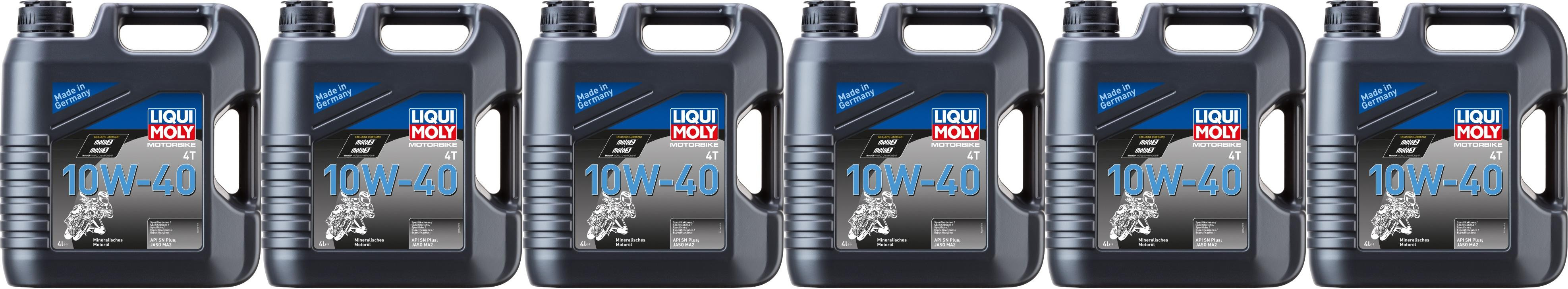 Liqui Moly 3046 Motorbike 4T 10W-40 Basic Street Motorrad Motoröl 6x4l= 24 Liter