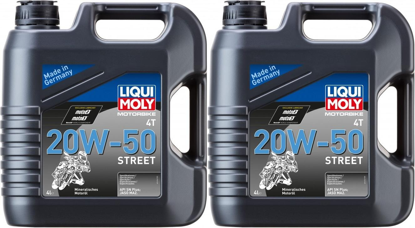 Liqui Moly 1696 Motorbike 4T 20W-50 Motorrad Motoröl Street 2x 4l = 8 Liter