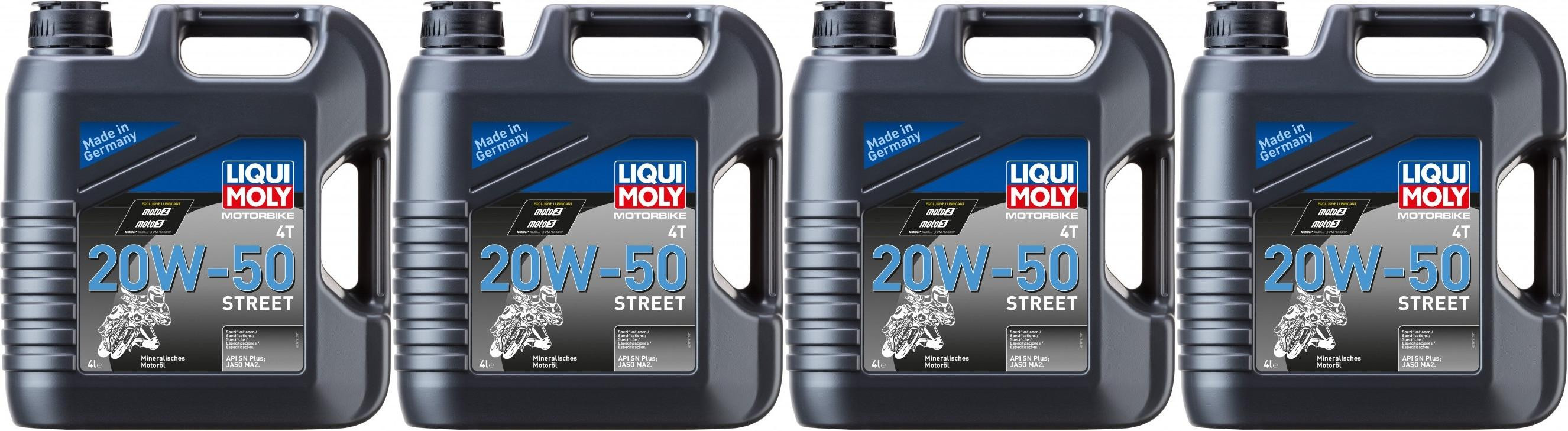 Liqui Moly 1696 Motorbike 4T 20W-50 Motorrad Motoröl Street 4x 4l = 16 Liter