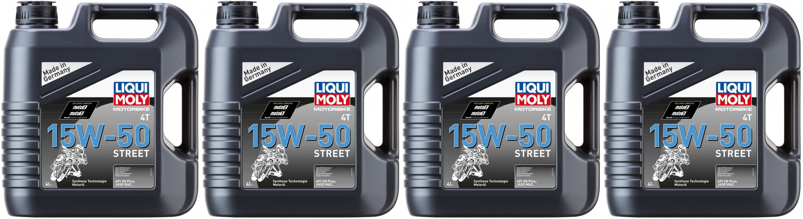 Liqui Moly 1689 Motorbike 4T 15W-50 Street Motorrad Motoröl 4x 4l = 16 Liter