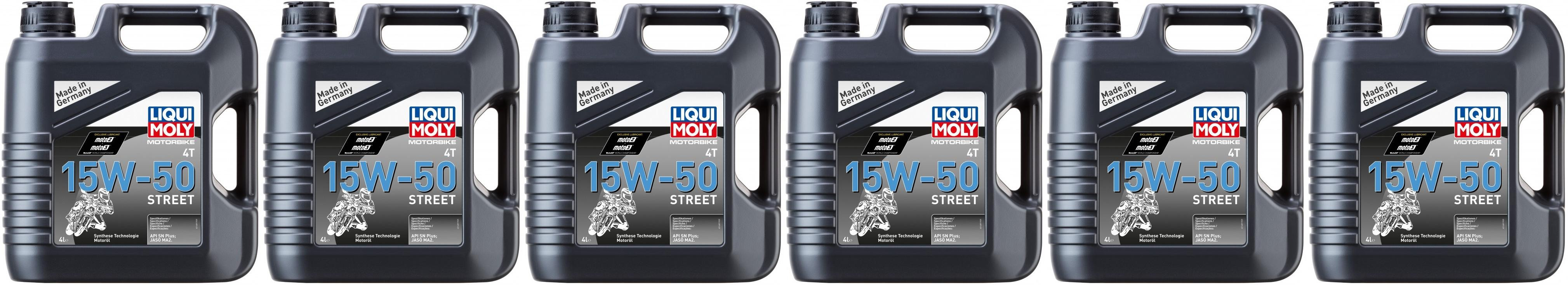 Liqui Moly 1689 Motorbike 4T 15W-50 Street Motorrad Motoröl 6x 4l = 24 Liter
