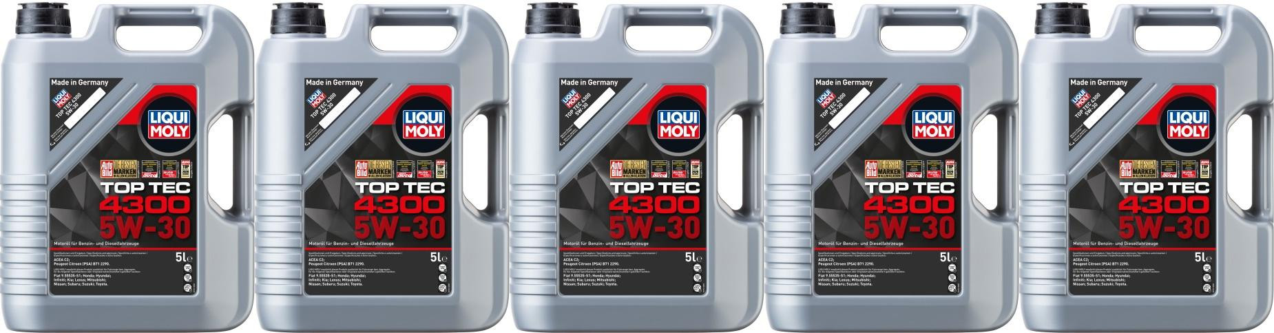 Liqui Moly 3741 5W-30 Top Tec 4300 Motoröl 5x 5 = 25 Liter