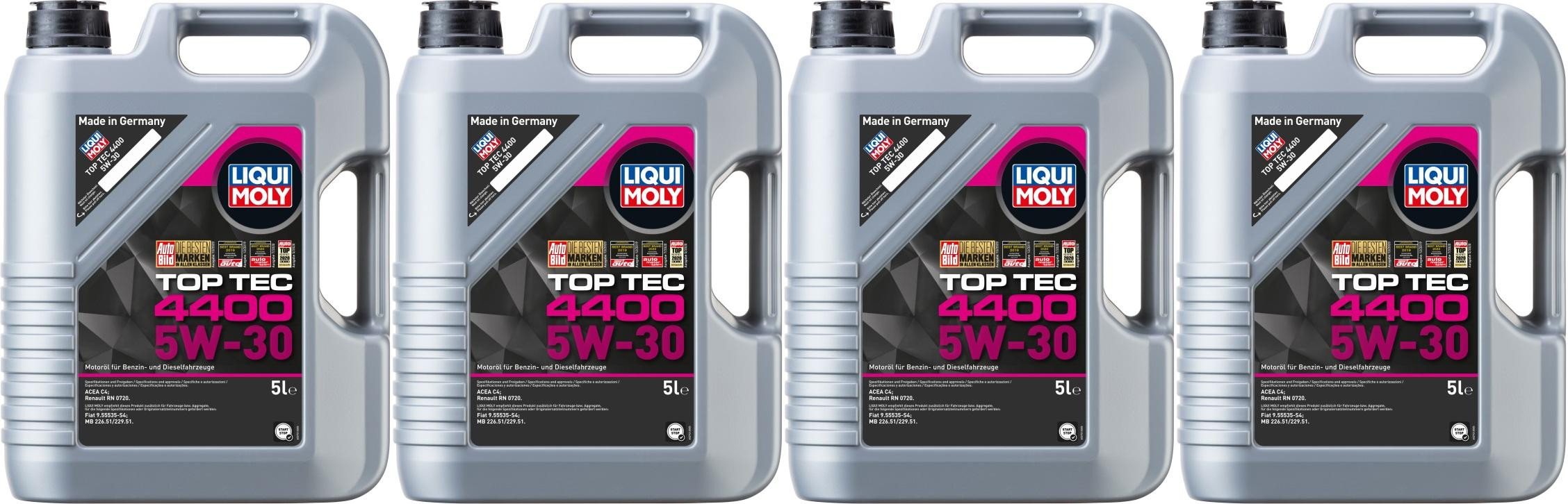 Liqui Moly 3751 5W-30 Top Tec 4400 Motoröl 4x 5 = 20 Liter