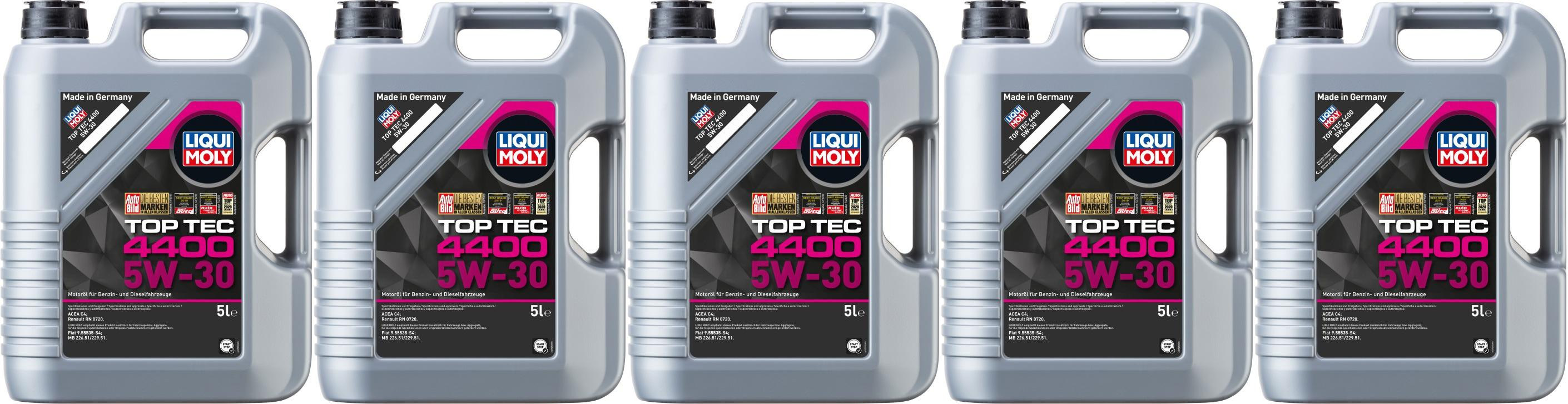 Liqui Moly 3751 5W-30 Top Tec 4400 Motoröl 5x 5 = 25 Liter