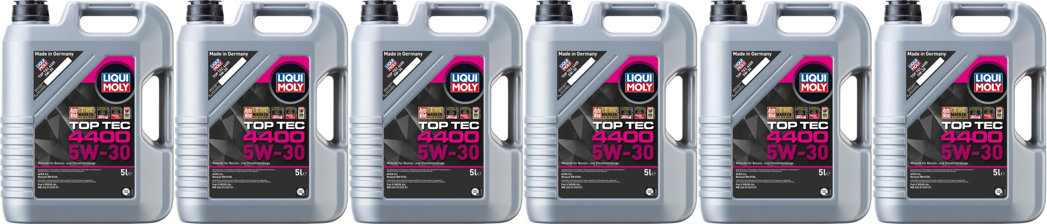 Liqui Moly 3751 5W-30 Top Tec 4400 Motoröl 6x 5 = 30 Liter