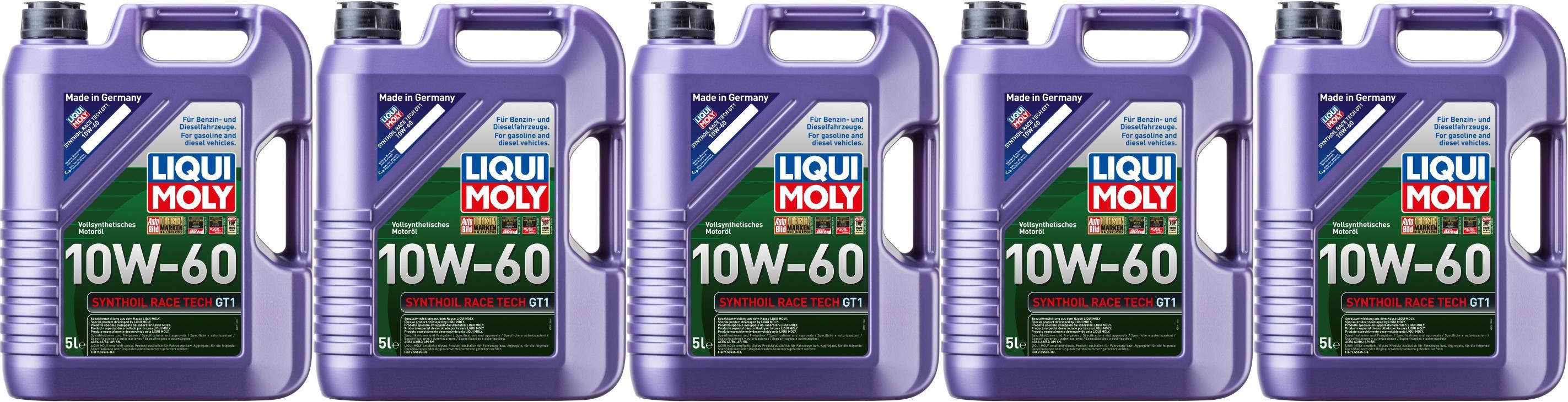 Liqui Moly 1391 Synthoil Race Tech GT1 10W-60 Motoröl 5x 5 = 25 Liter