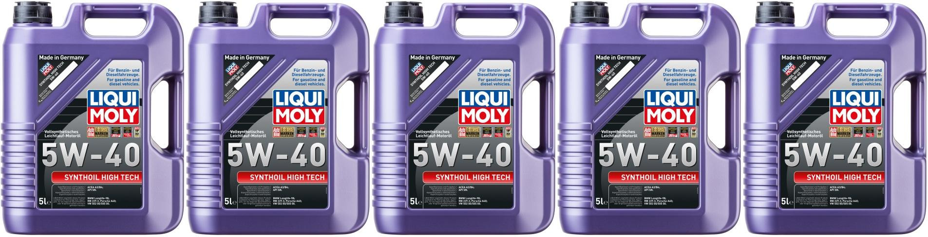 Liqui Moly 1307 Synthoil High Tech 5W-40 Motoröl 5x 5 = 25 Liter