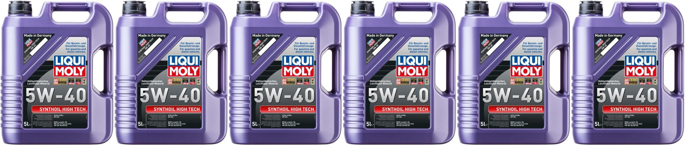 Liqui Moly 1307 Synthoil High Tech 5W-40 Motoröl 6x 5 = 30 Liter