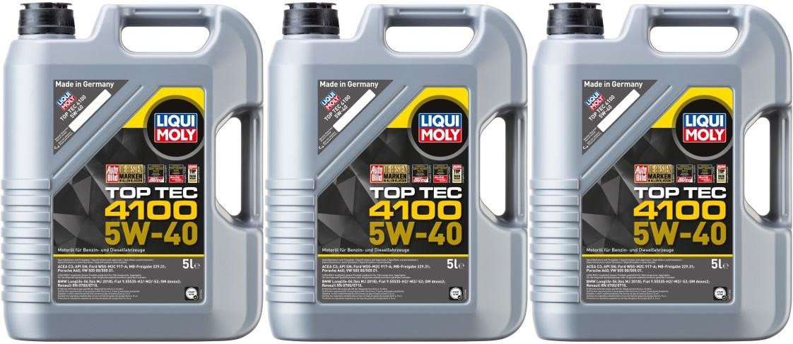 Liqui Moly 3701 Top Tec 4100 5W-40 Motoröl 3x 5 = 15 Liter