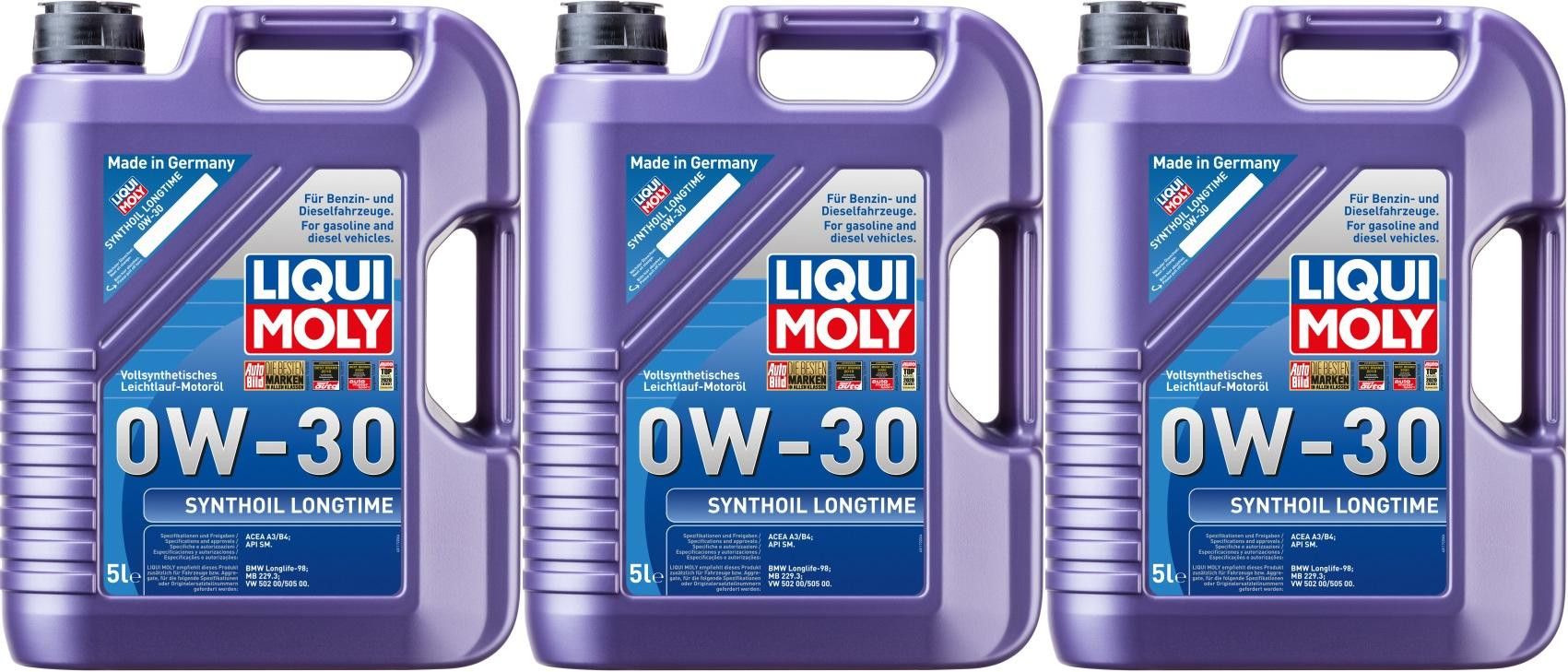 Liqui Moly 1172 Synthoil Longtime 0W-30 Motoröl 3x 5 = 15 Liter