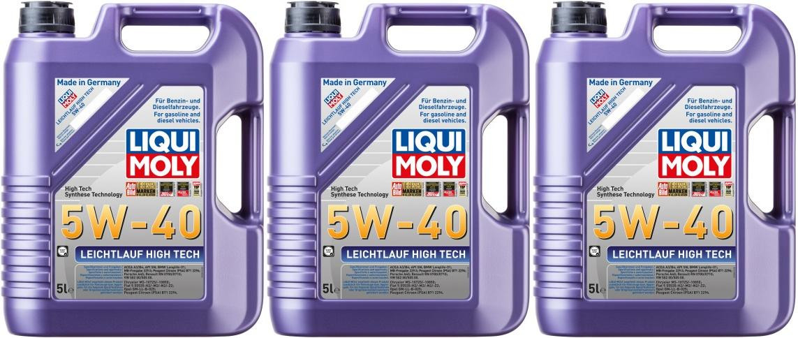 Liqui Moly 3864 Leichtlauf High Tech 5W-40 Motoröl 3x 5 = 15 Liter