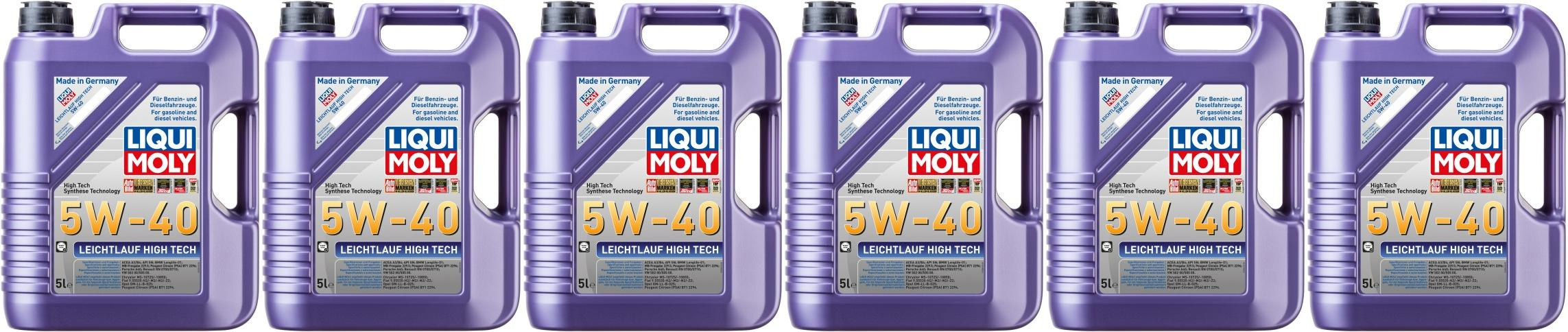 Liqui Moly 3864 Leichtlauf High Tech 5W-40 Motoröl 6x 5 = 30 Liter