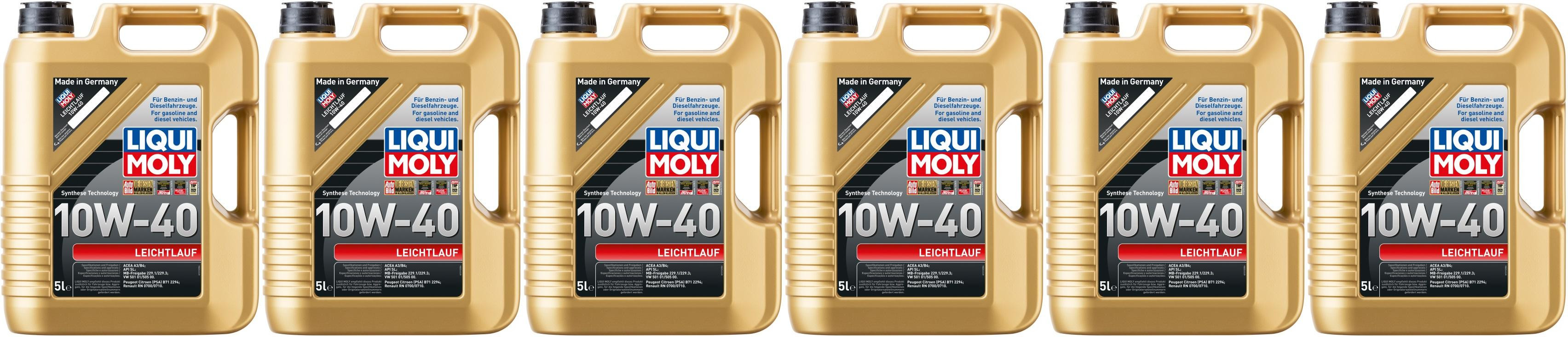 Liqui Moly 1310 Leichtlauf 10W-40 Diesel & Benziner Motoröl 6x 5 = 30 Liter