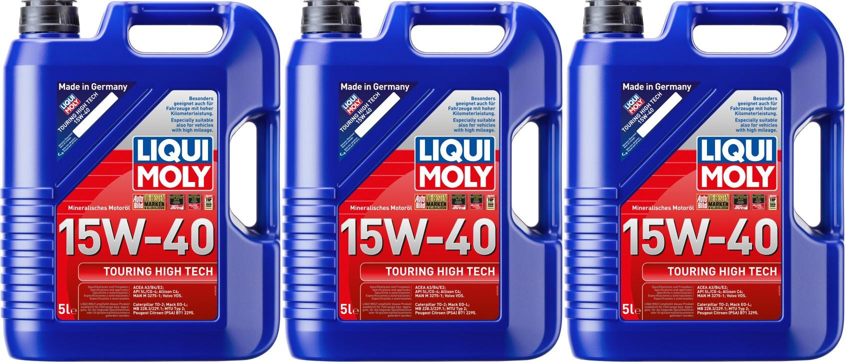 Liqui Moly 1096 Touring High Tech 15W-40 Motoröl 3x 5 = 15 Liter