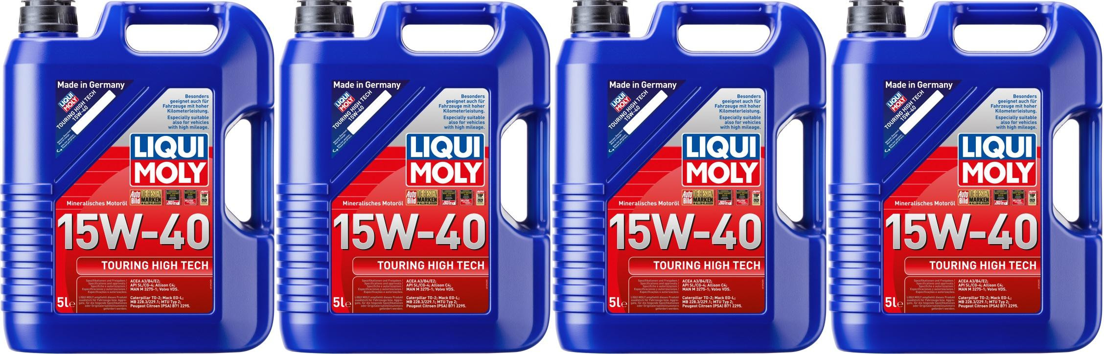 Liqui Moly 1096 Touring High Tech 15W-40 Motoröl 4x 5 = 20 Liter