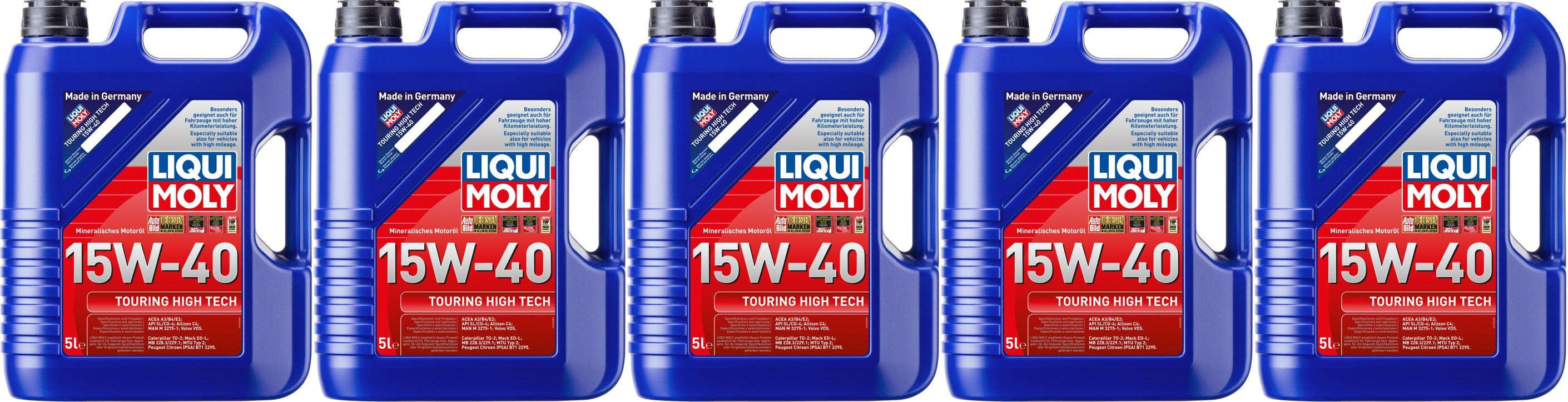 Liqui Moly 1096 Touring High Tech 15W-40 Motoröl 5x 5 = 25 Liter