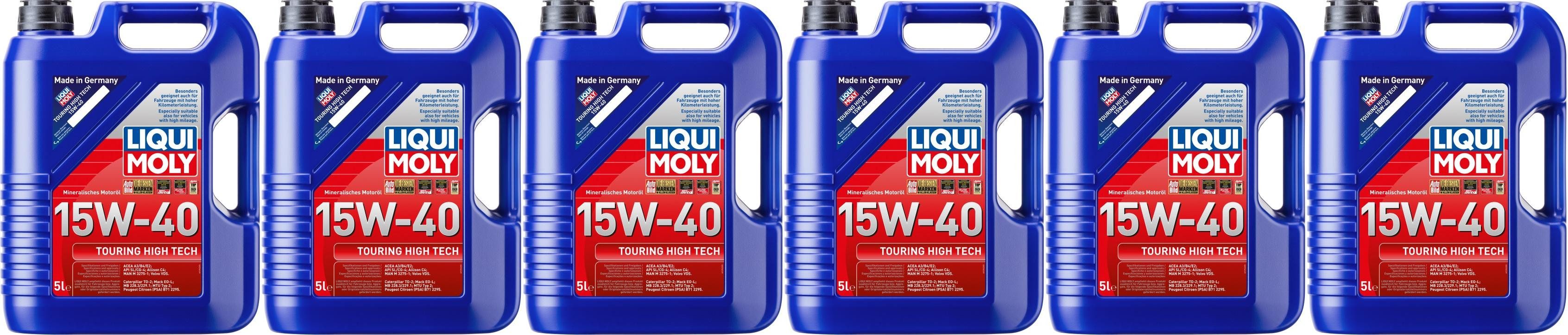Liqui Moly 1096 Touring High Tech 15W-40 Motoröl 6x 5 = 30 Liter