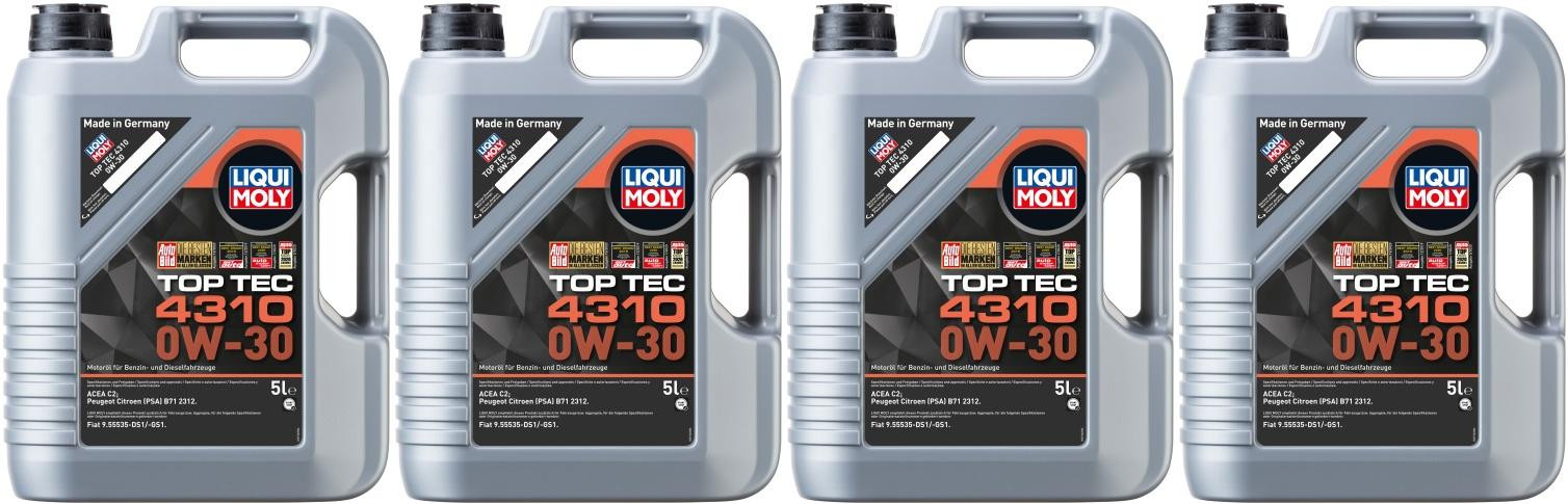 Liqui Moly 3736 Top Tec 4310 0W-30 Motoröl 4x 5 = 20 Liter