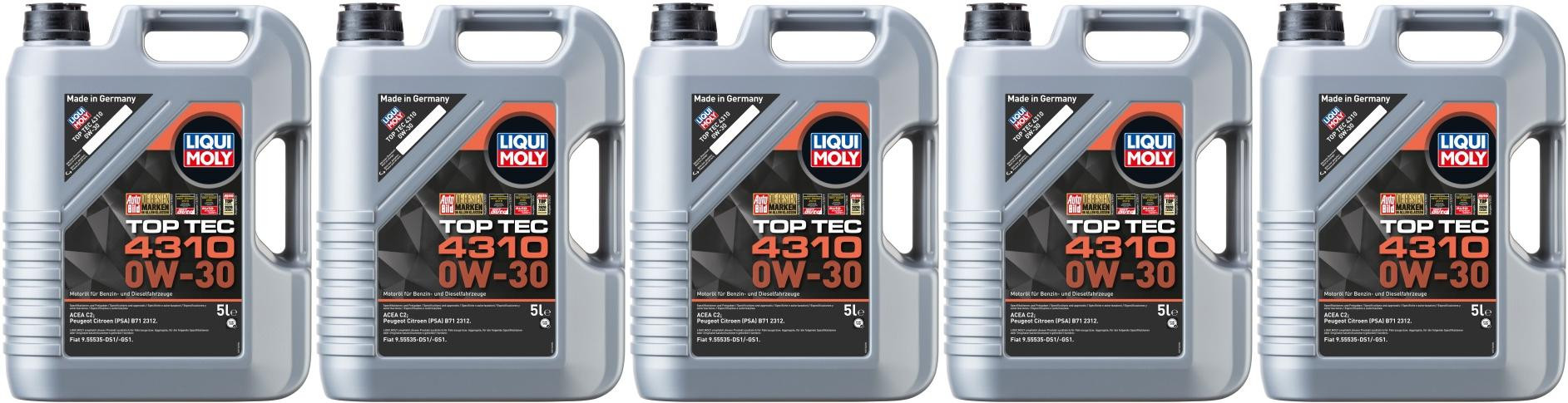 Liqui Moly 3736 Top Tec 4310 0W-30 Motoröl 5x 5 = 25 Liter