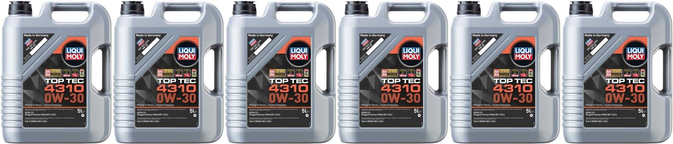 Liqui Moly 3736 Top Tec 4310 0W-30 Motoröl 6x 5 = 30 Liter