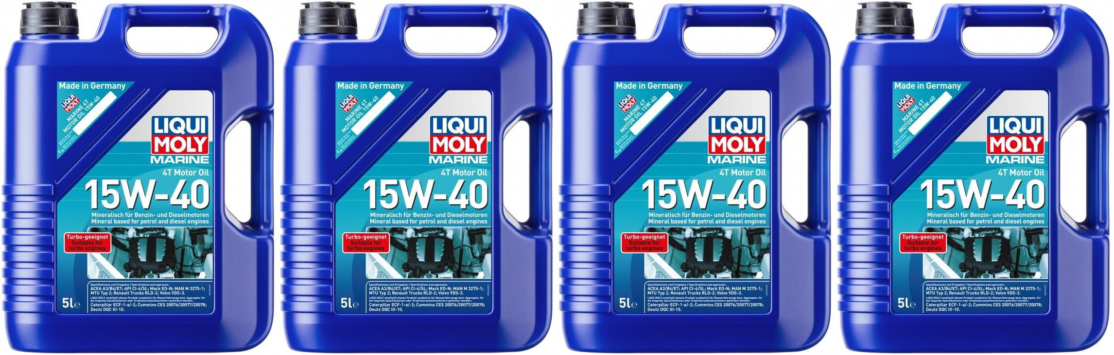 Liqui Moly 25016 Marine 4T Motor Oil 15W-40 4x 5 = 20 Liter