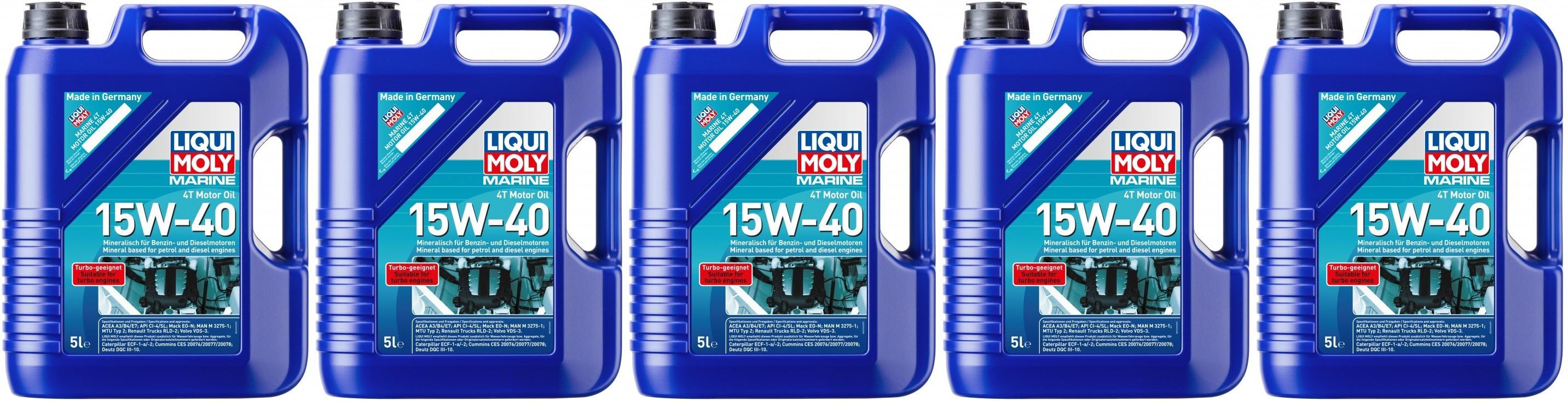 Liqui Moly 25016 Marine 4T Motor Oil 15W-40 5x 5 = 25 Liter