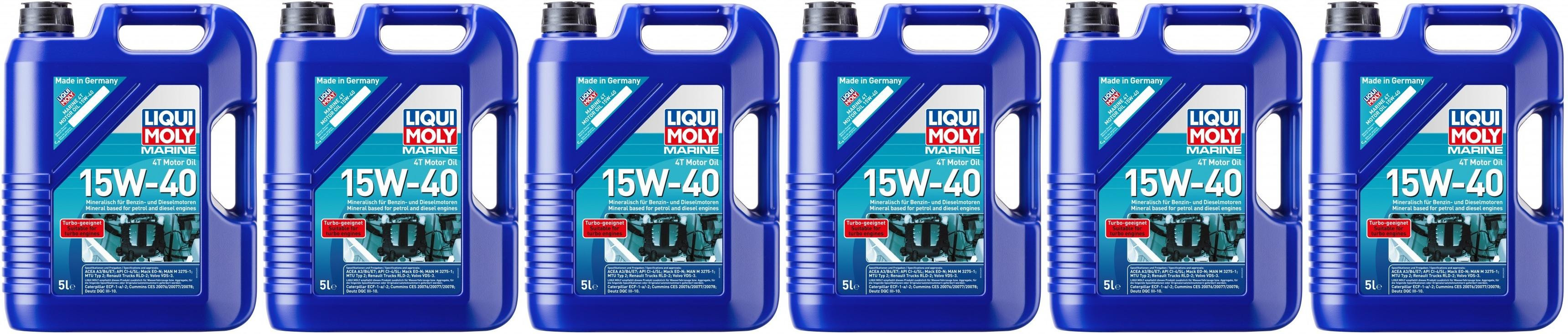 Liqui Moly 25016 Marine 4T Motor Oil 15W-40 6x 5 = 30 Liter