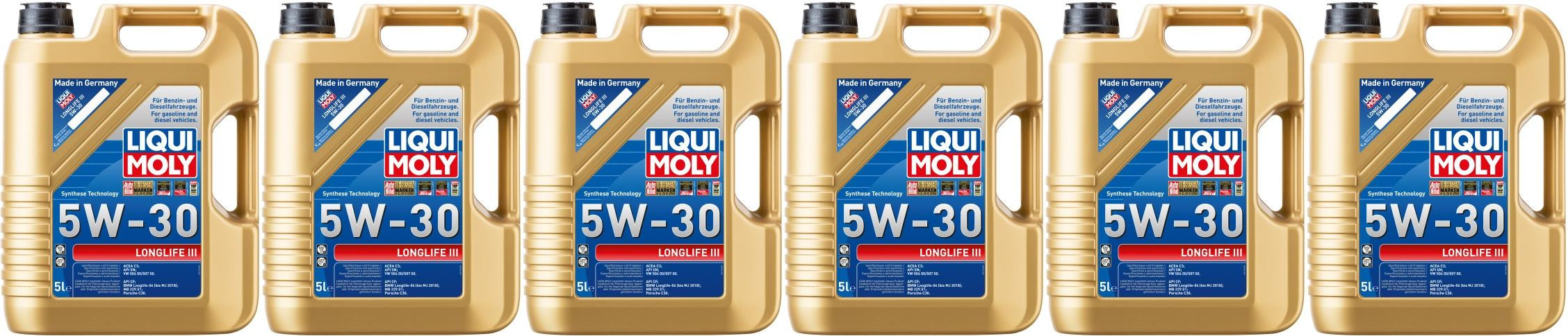 Liqui Moly 20647 5W-30 Longlife III Motoröl 6x 5 = 30 Liter