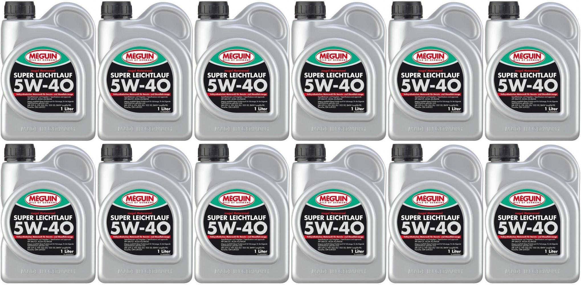 Meguin megol 4808 Motoröl Super Leichtlauf 5W-40 (vollsynth.) 12x 1l = 12 Liter