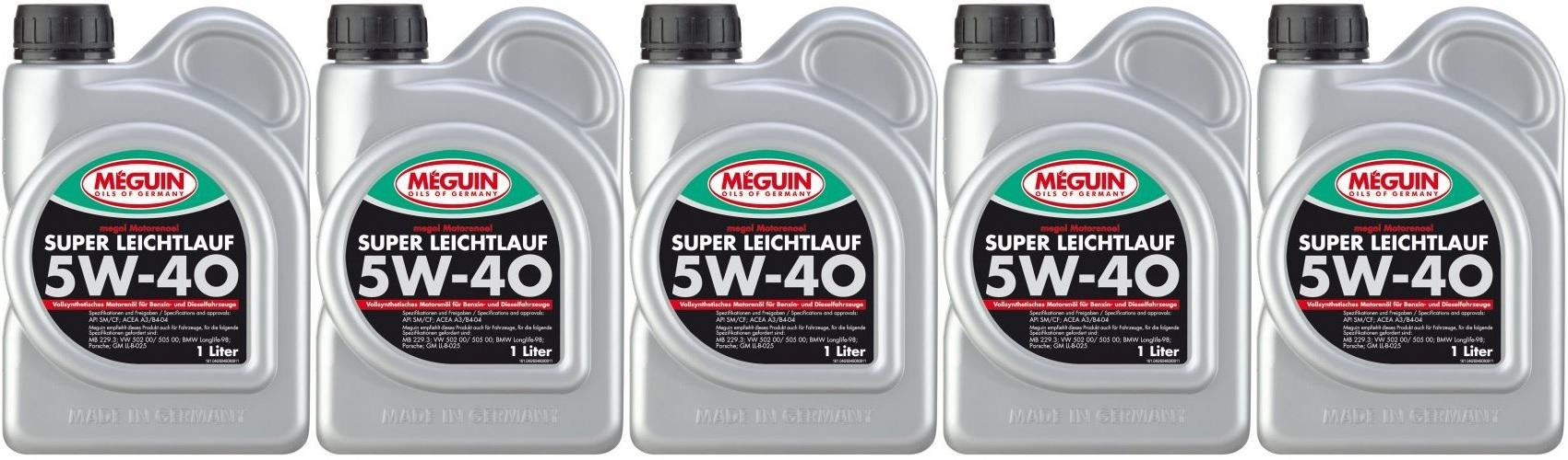 Meguin megol 4808 Motoröl Super Leichtlauf 5W-40 (vollsynth.) 5x 1l = 5 Liter