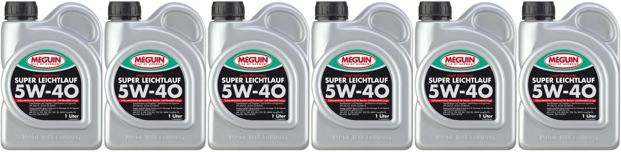 Meguin megol 4808 Motoröl Super Leichtlauf 5W-40 (vollsynth.) 6x 1l = 6 Liter