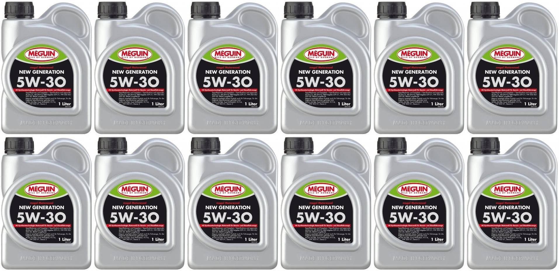 Meguin megol 6512 Motoröl New Generation SAE 5W-30 12x 1l = 12 Liter
