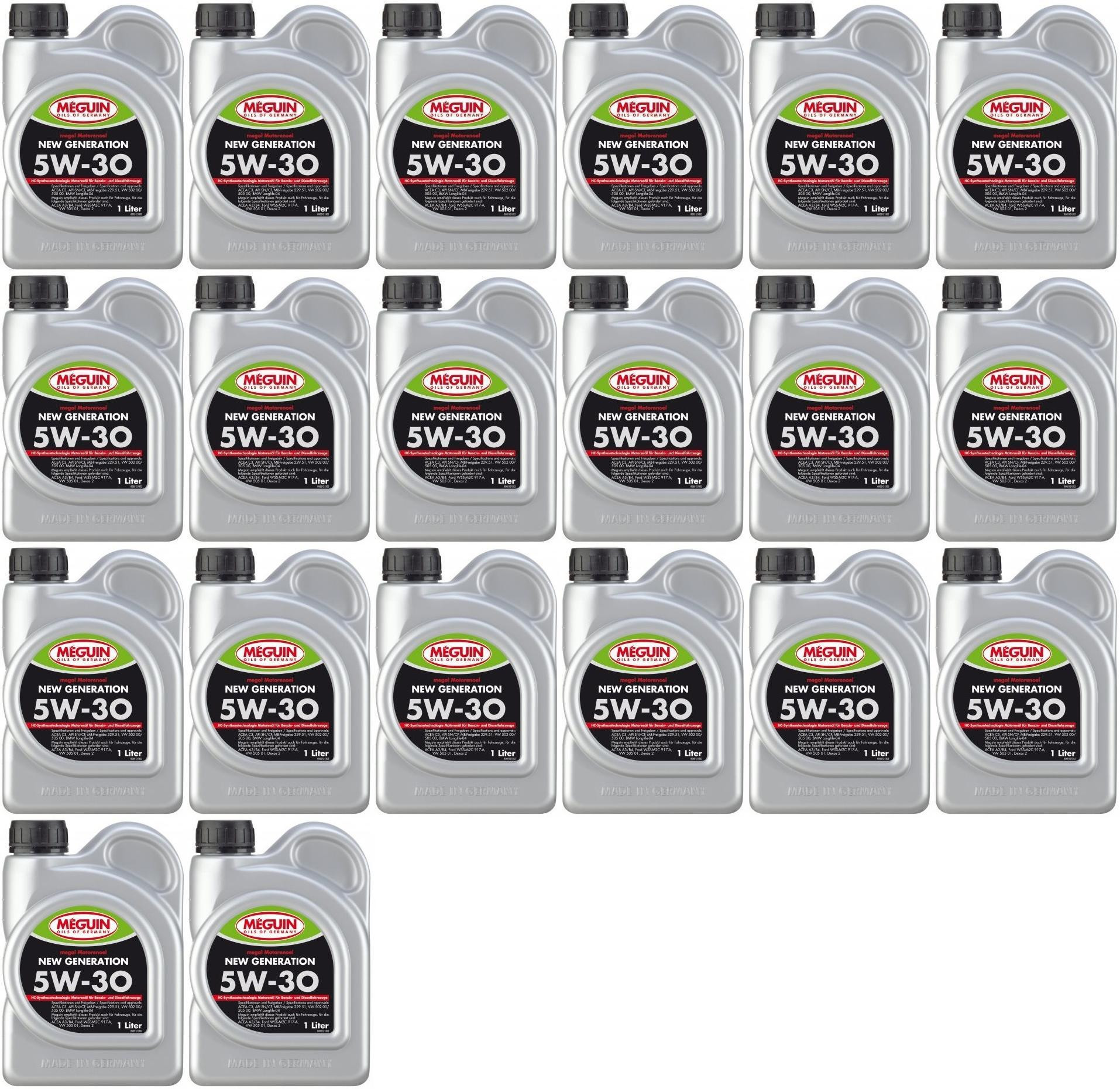 Meguin megol 6512 Motoröl New Generation SAE 5W-30 20x 1l = 20 Liter