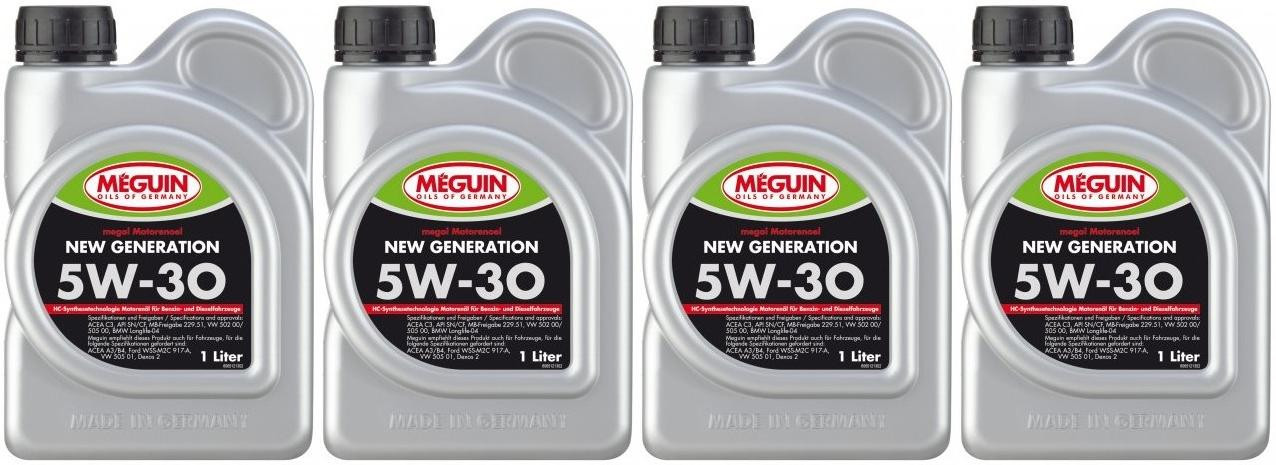 Meguin megol 6512 Motoröl New Generation SAE 5W-30 4x 1l = 4 Liter