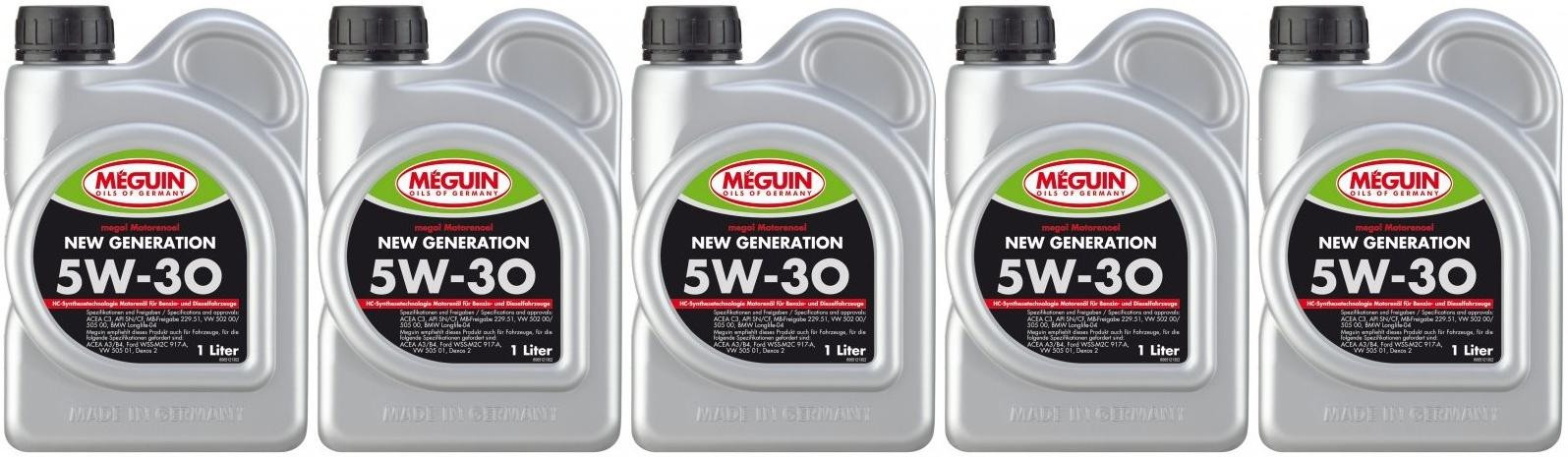 Meguin megol 6512 Motoröl New Generation SAE 5W-30 5x 1l = 5 Liter