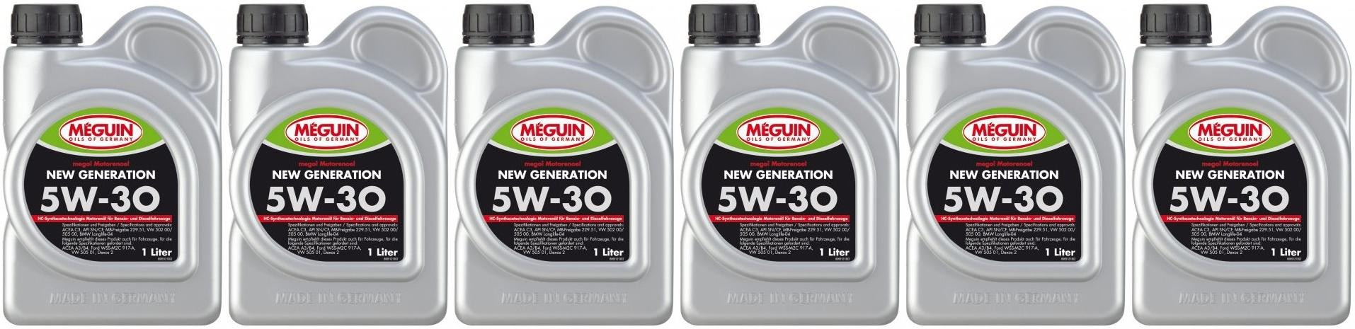 Meguin megol 6512 Motoröl New Generation SAE 5W-30 6x 1l = 6 Liter